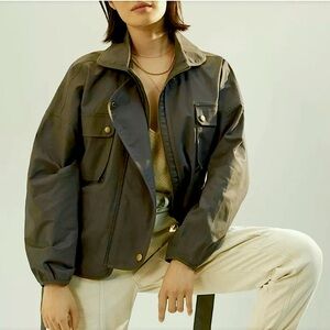 Anthropologie x Mare Mare Puff Sleeve Green Utility Jacket | Size S